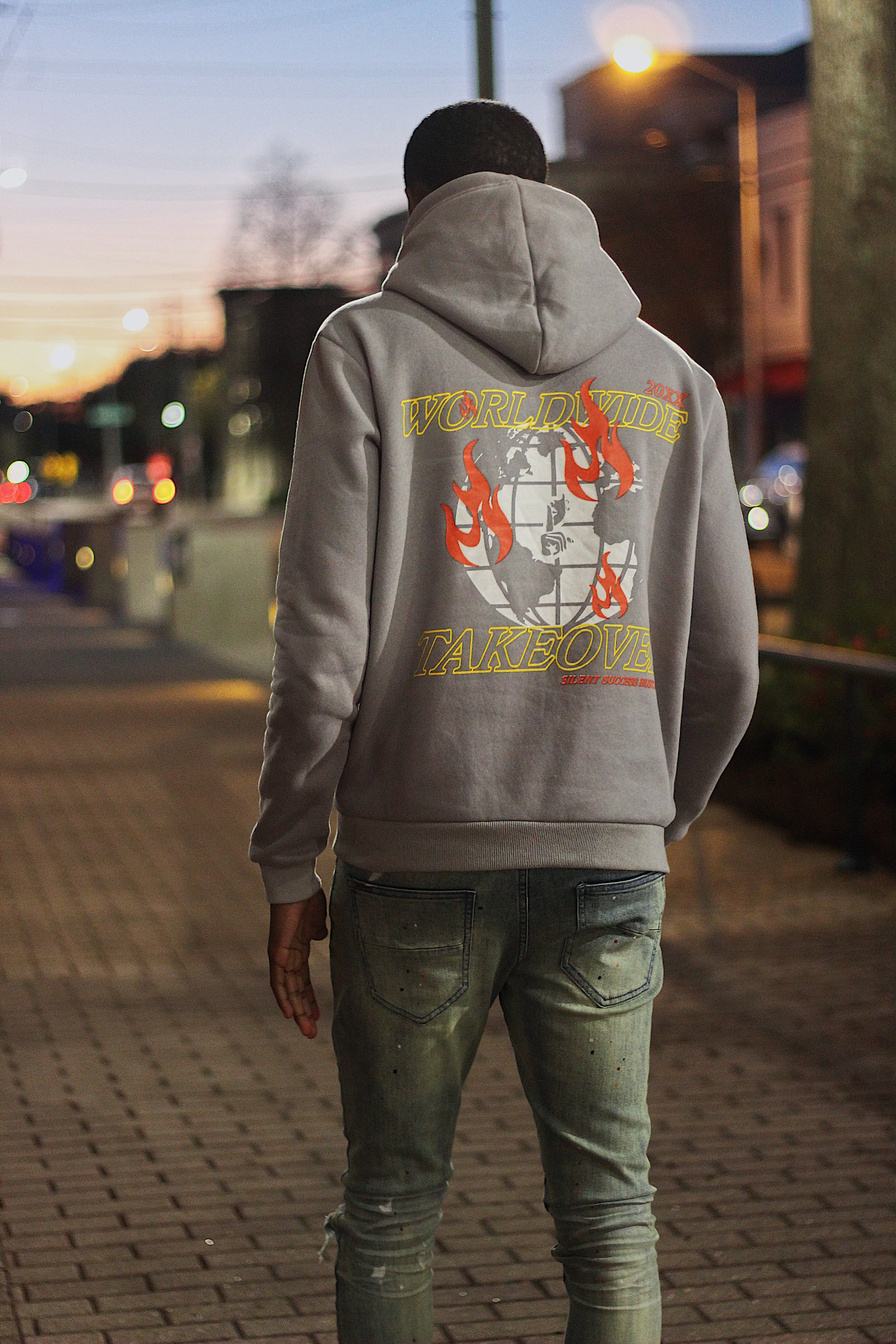 World Takeover Hoodie- Grey